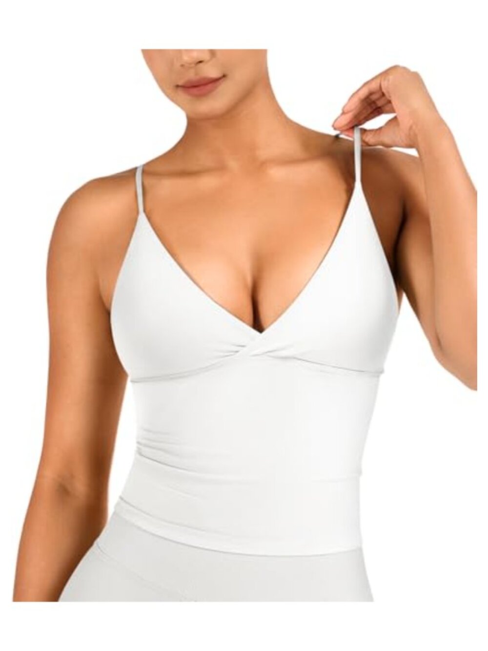 Seamless Twist Front Backless Tank Top with Built-In Bra Longline Yoga Shirt